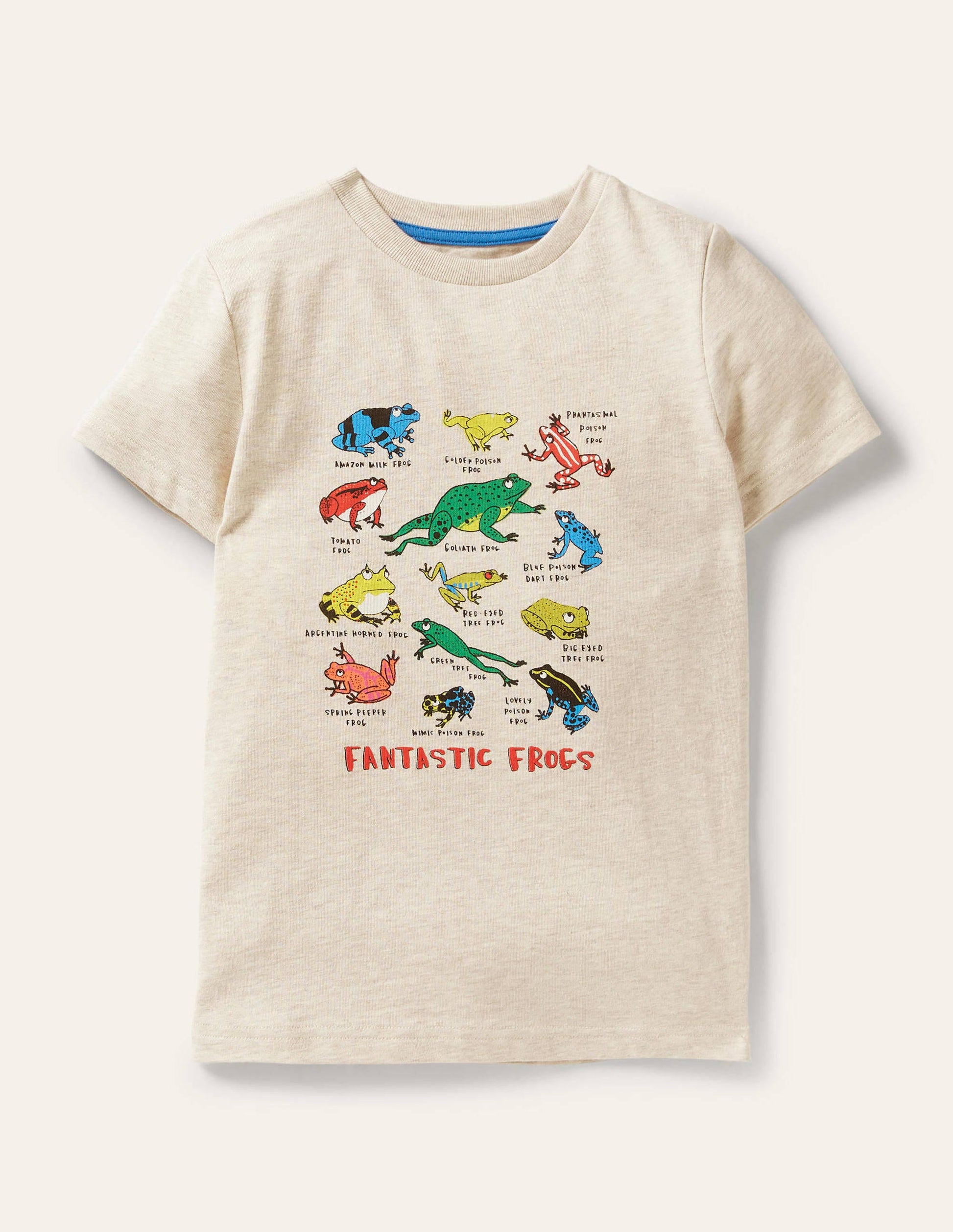T-Shirt mit Gittermotiv-Hellbeige Meliert, Frösche-1