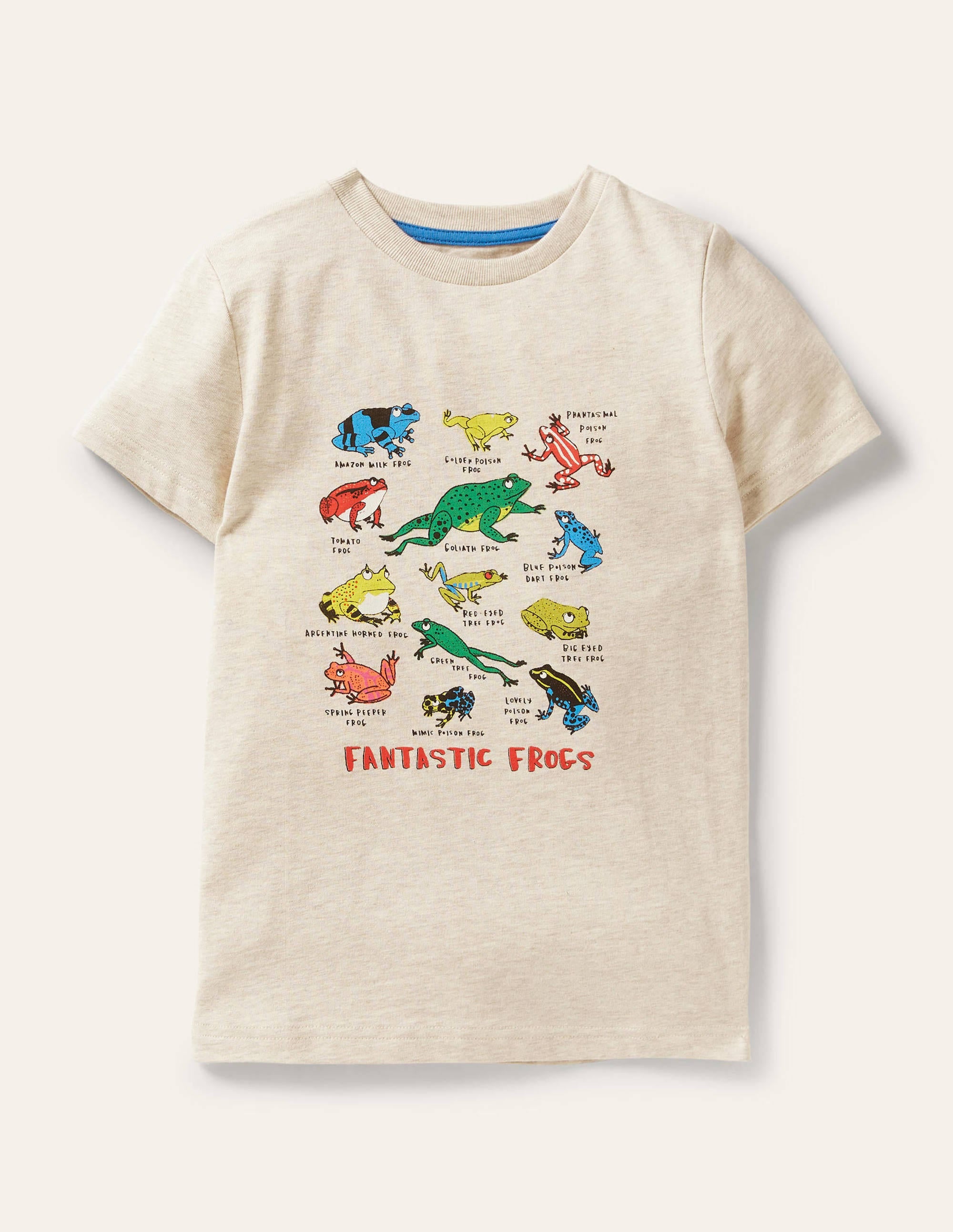 T-Shirt mit Gittermotiv-Hellbeige Meliert, Frösche - Image 1