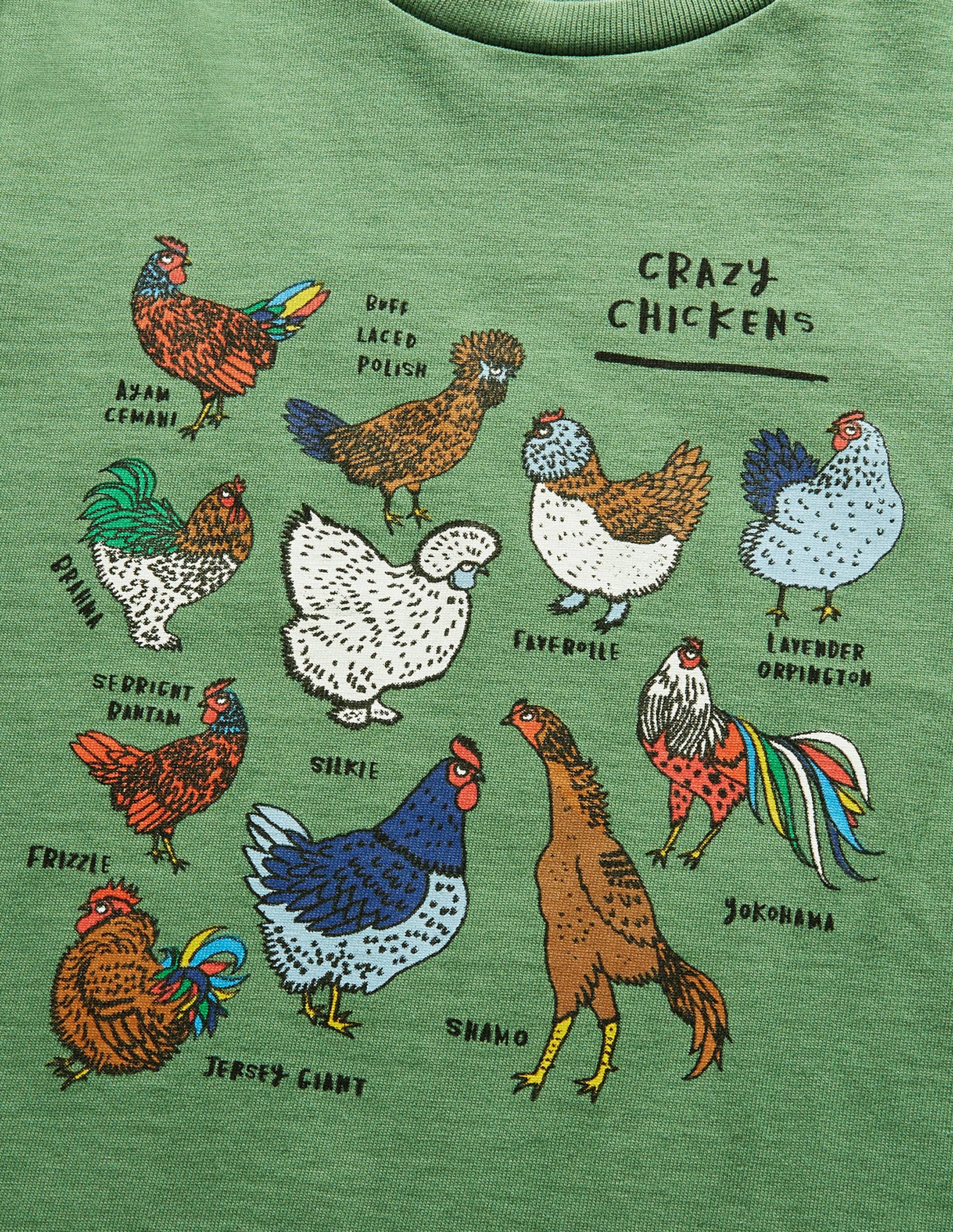 T-shirt à motif grille graphique-Poules vert romarin - Image 3
