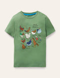 T-shirt à motif grille graphique-Poules vert romarin