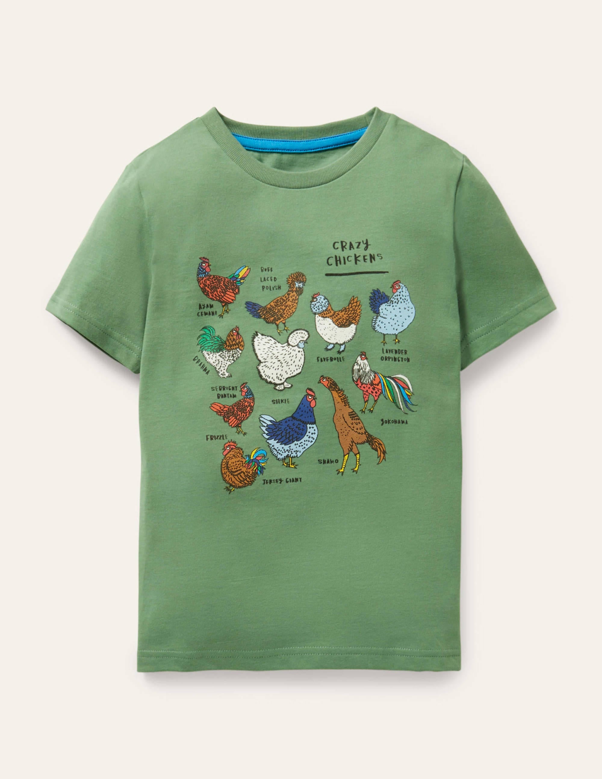 T-shirt à motif grille graphique-Poules vert romarin - Image 1