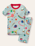 Pyjama phosphorescent douillet-Espace arc-en-ciel bleu minéral