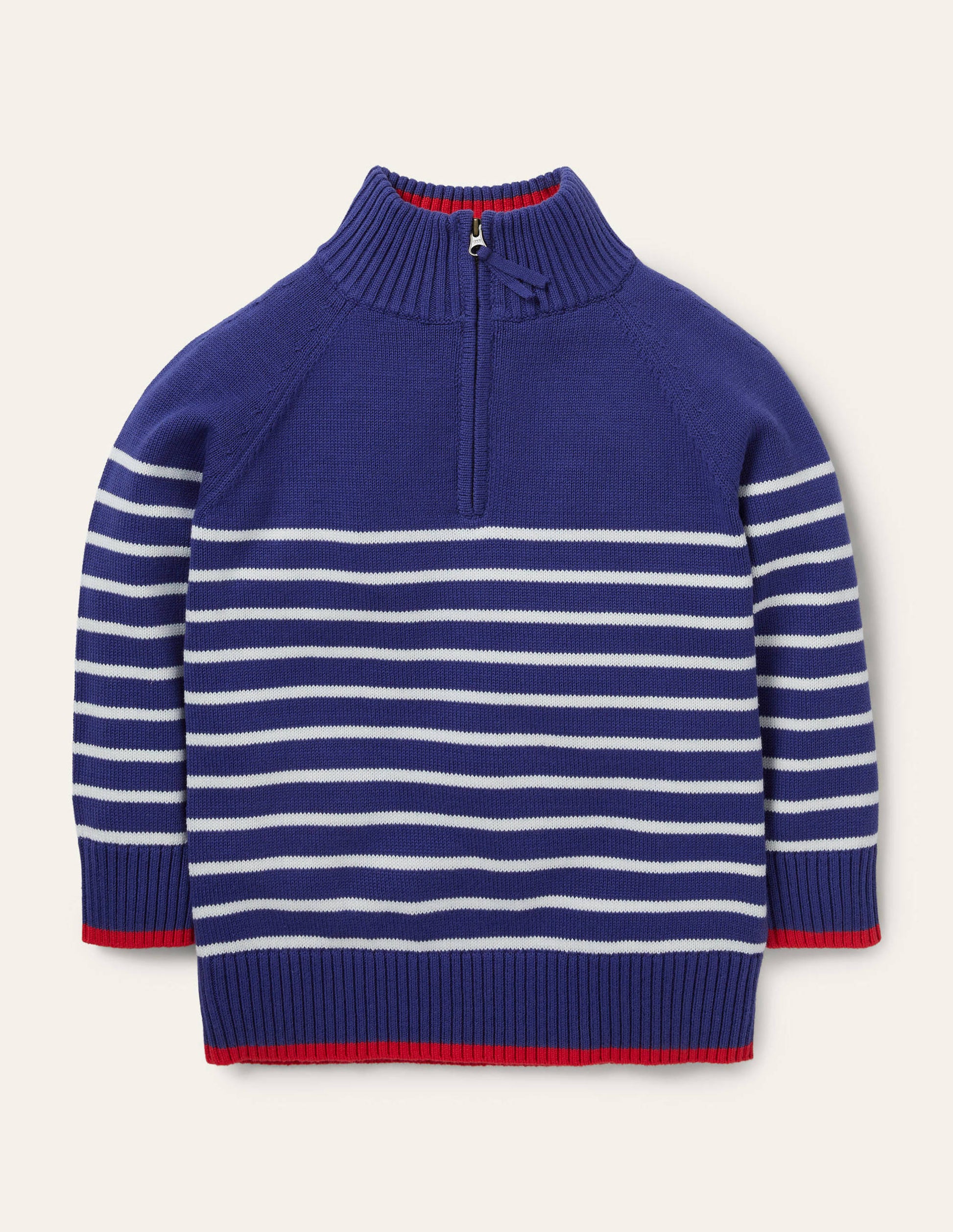Pull léger partiellement zippé-Bleu tribord/ivoire-1