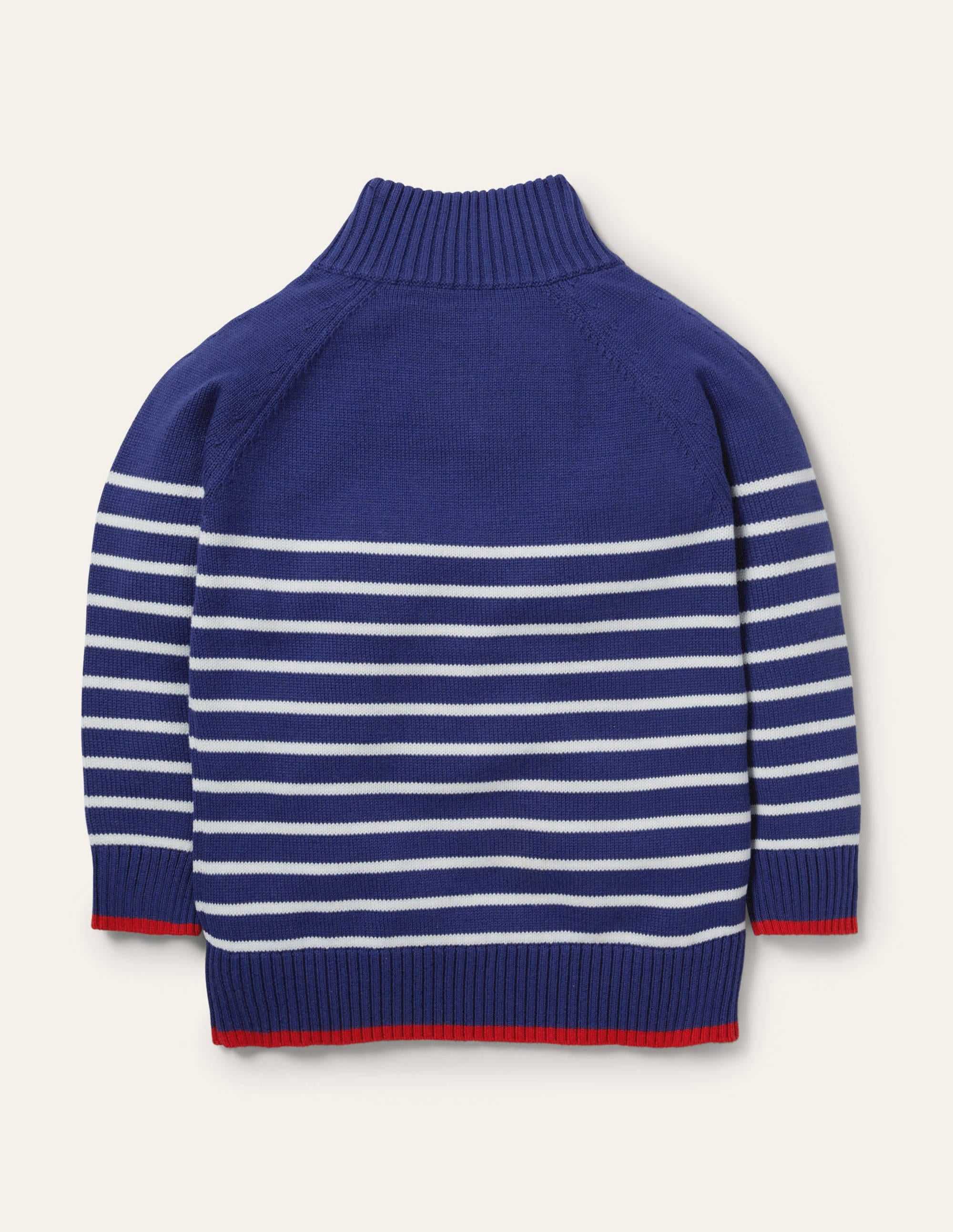 Pull léger partiellement zippé-Bleu tribord/ivoire - Image 2