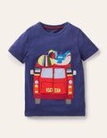T-Shirt mit Abenteuermotiv und Reißverschluss-Segelblau, Wohnmobil