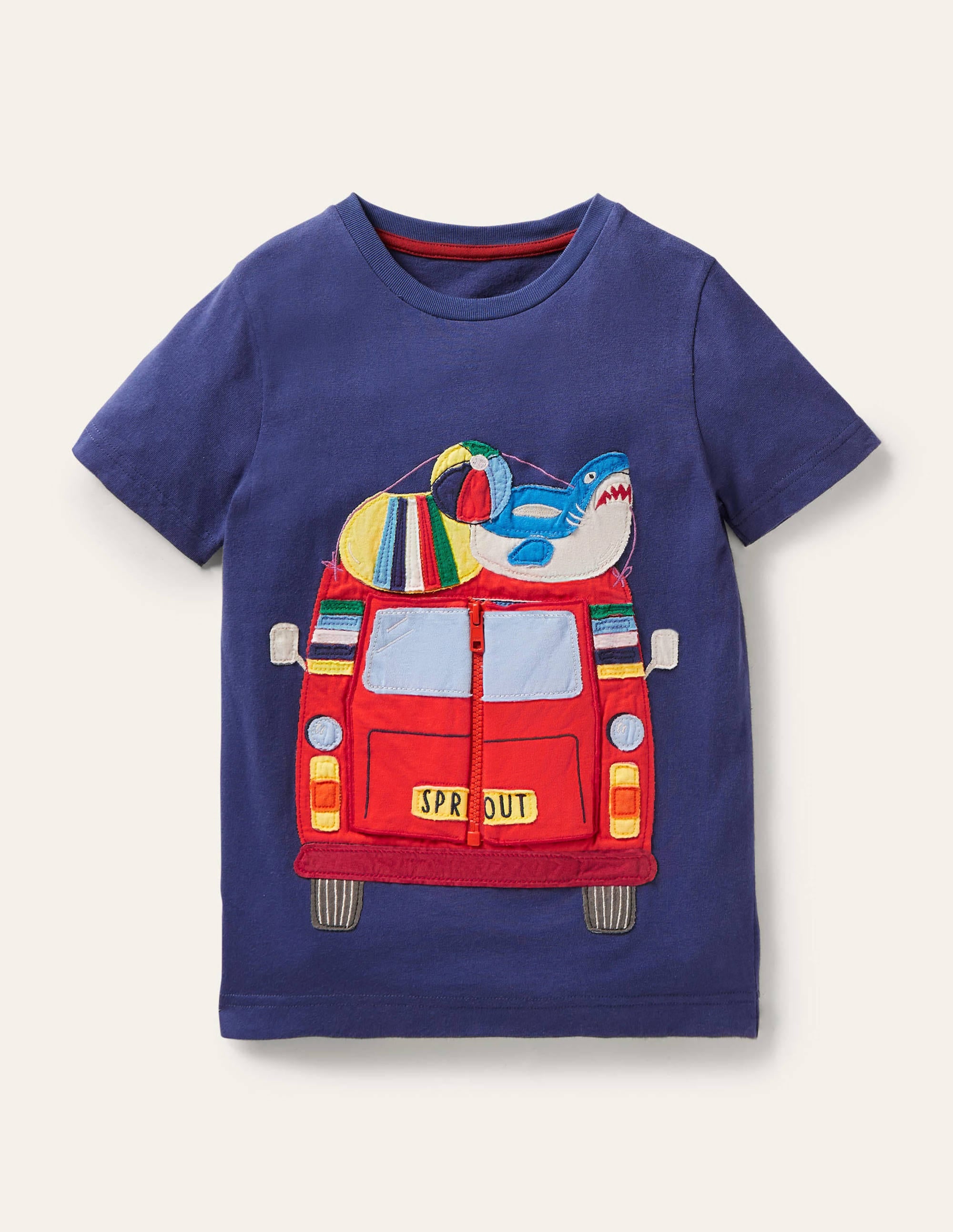 T-Shirt mit Abenteuermotiv und Reißverschluss-Segelblau, Wohnmobil - Image 1