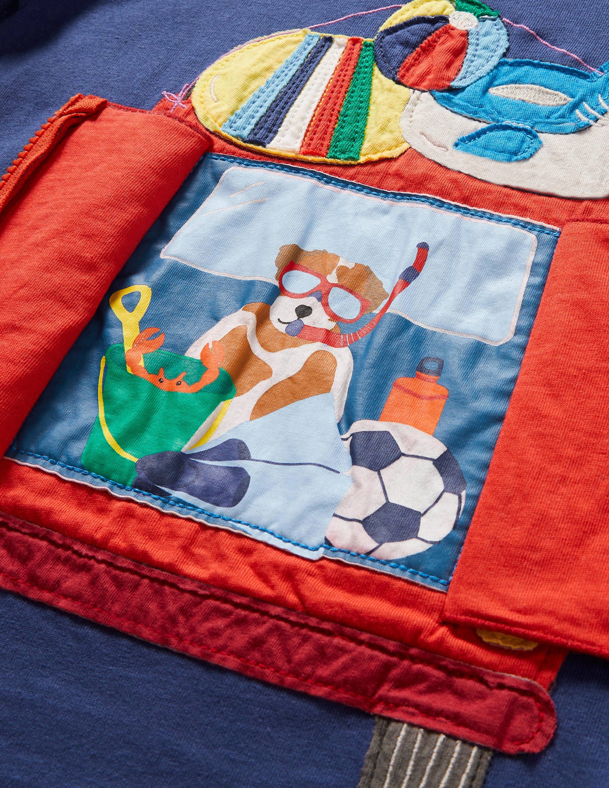 T-Shirt mit Abenteuermotiv und Reißverschluss-Segelblau, Wohnmobil - Image 3