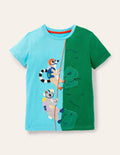T-Shirt mit Tierabenteuermotiv-Wasserblau, Lemuren