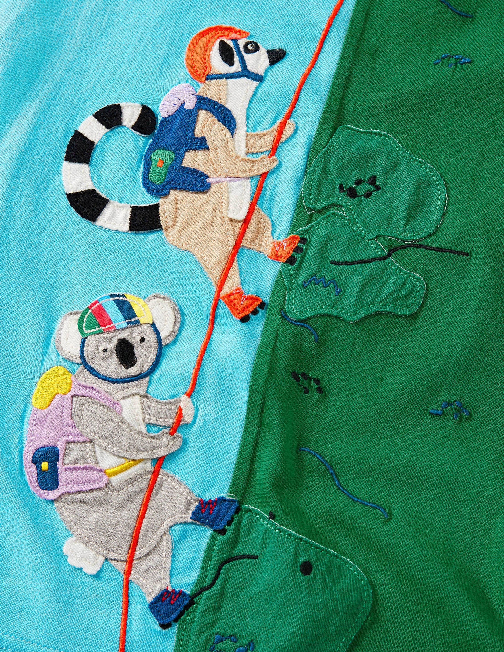 T-Shirt mit Tierabenteuermotiv-Wasserblau, Lemuren-3