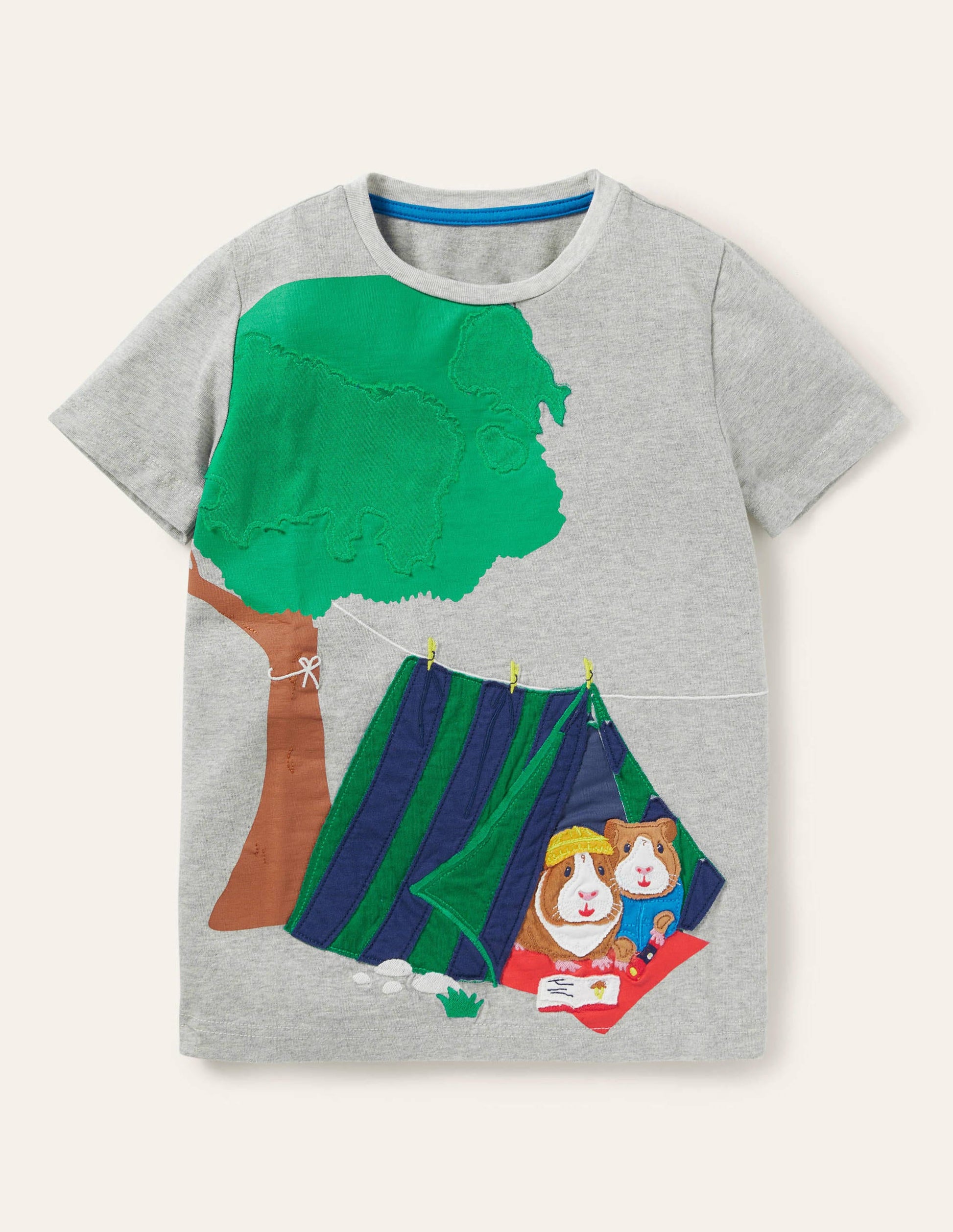 T-Shirt mit Tierabenteuermotiv-Grau Meliert, Meerschweinchen-1