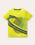 T-Shirt mit Superstitch-Sonnenblumengelb, Planeten