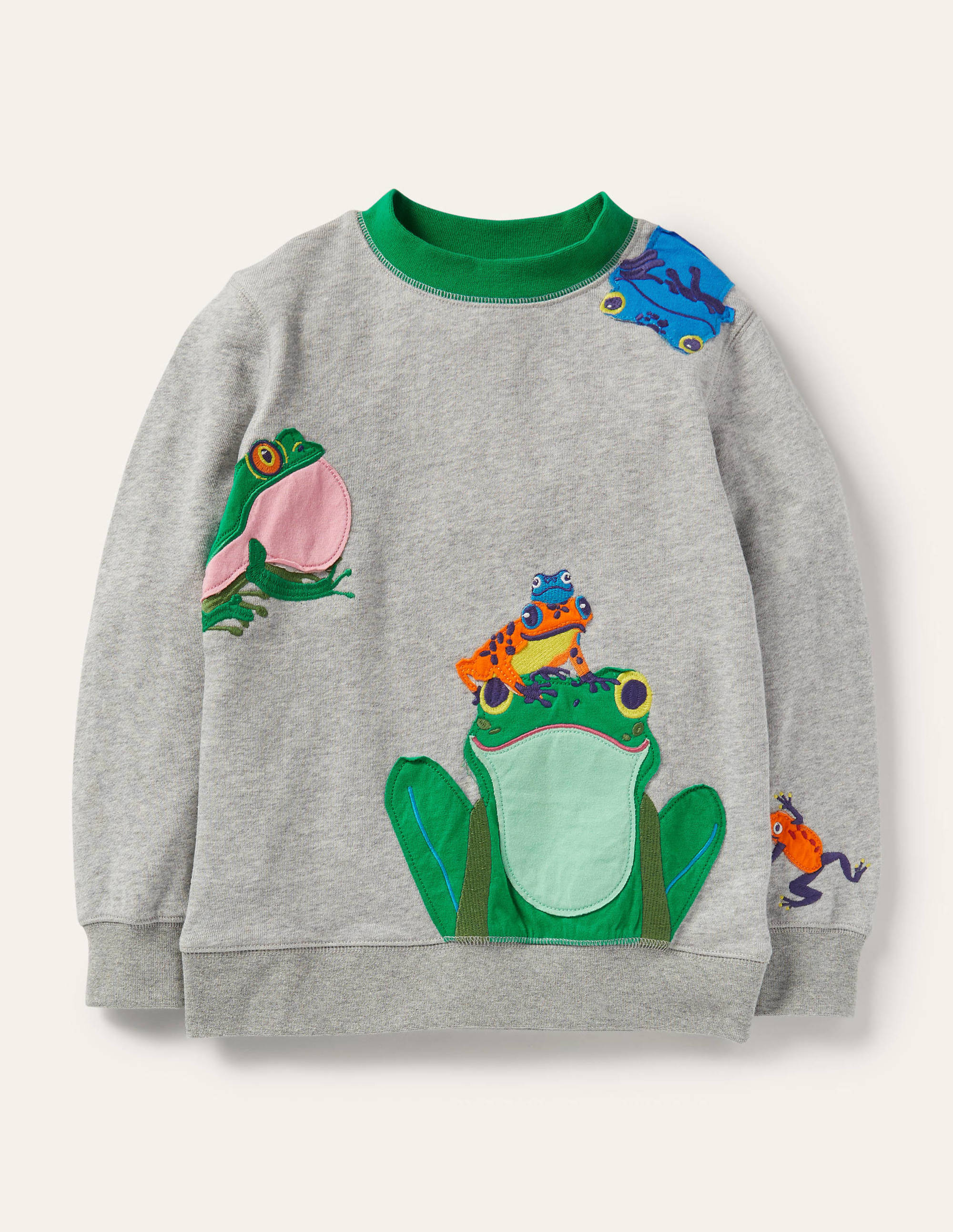 Sweat à motif recto verso-Grenouille gris chiné - Image 1