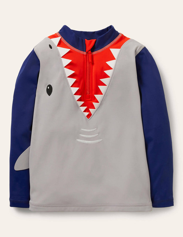 Half-zip Rash Vest-Stone Grey Shark