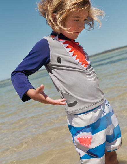 Half-zip Rash Vest-Stone Grey Shark