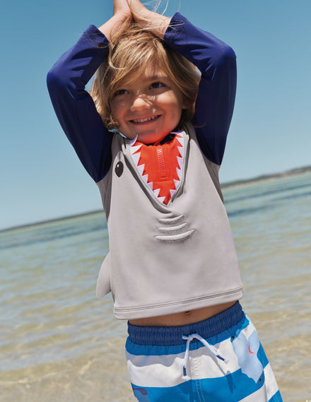 Half-zip Rash Vest-Stone Grey Shark