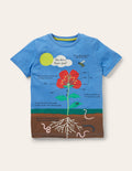 T-Shirt mit lehrreichem Motiv-Helles Glockenblumenblau, Blume