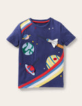 Zip Appliqué T-shirt-Starboard Blue Space