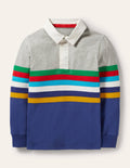 Rugbyshirt mit Blockfarben-Blockfarben, Regenbogenstreifen