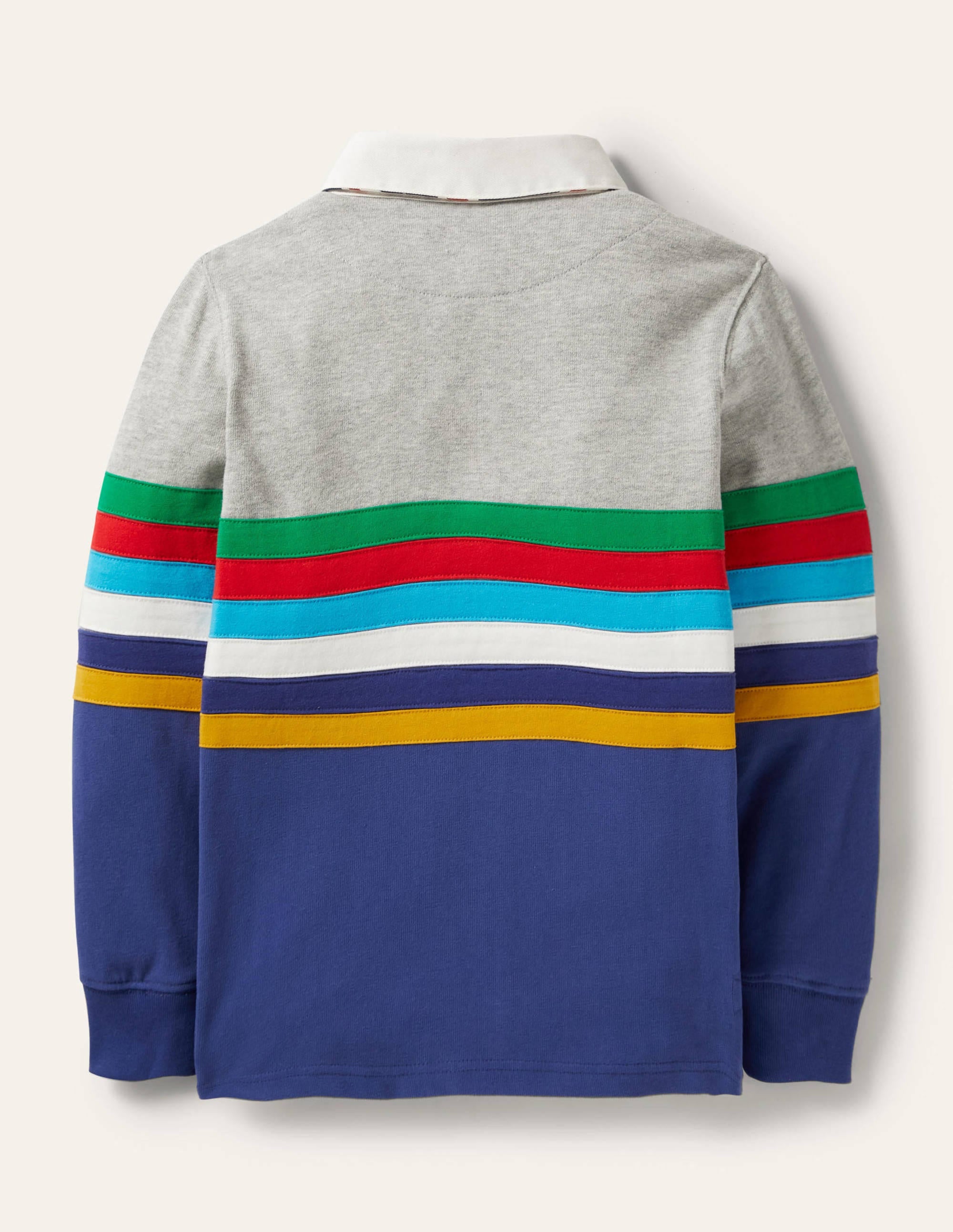 Rugbyshirt mit Blockfarben-Blockfarben, Regenbogenstreifen - Image 2