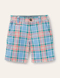 Chino-Shorts-Helles Glockenblumenblau, Kariert