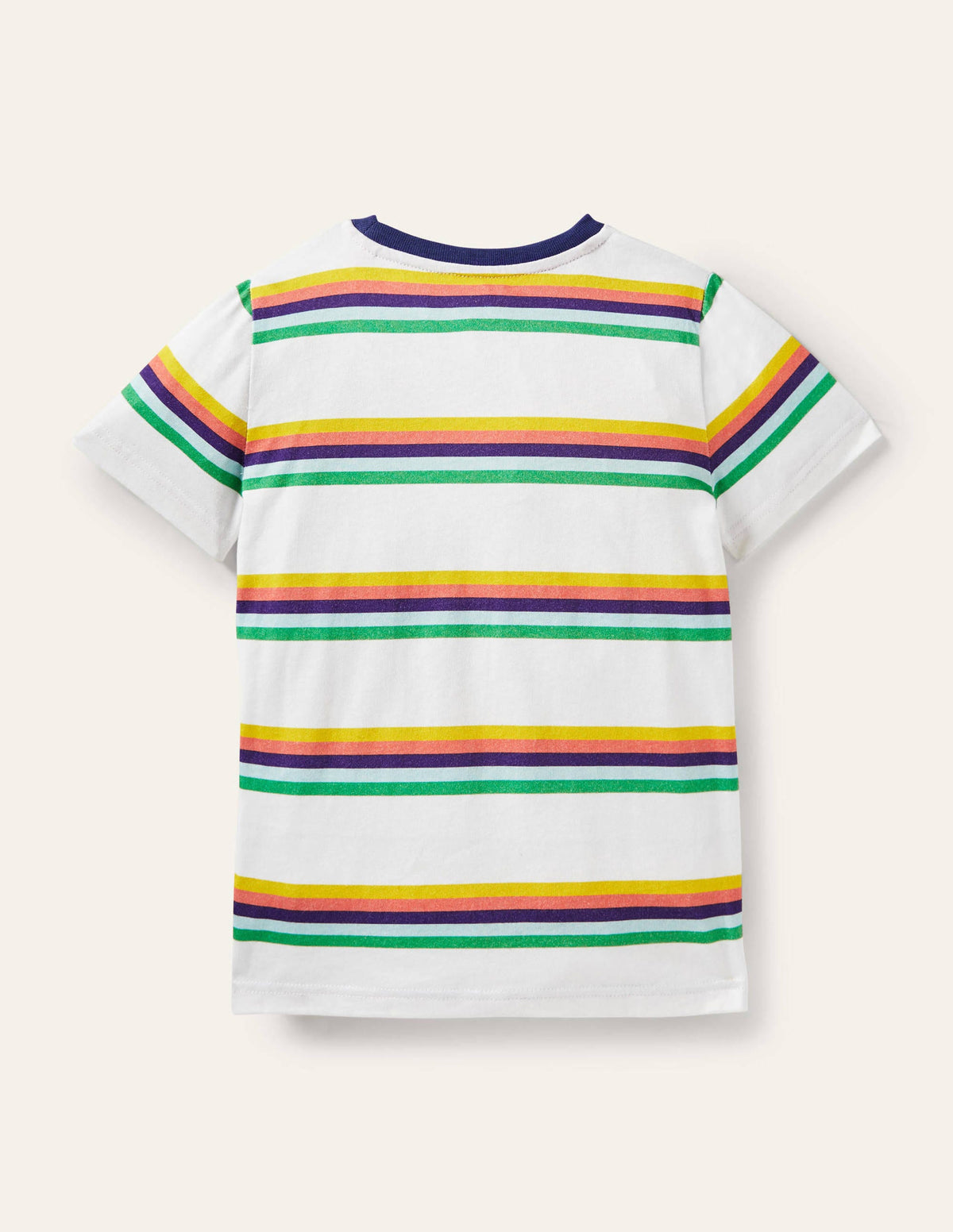 Vorgewaschenes T-Shirt aus Flammgarn-Naturweiß/Regenbogen-2