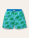 Swim Shorts-Aqua Blue Turtles