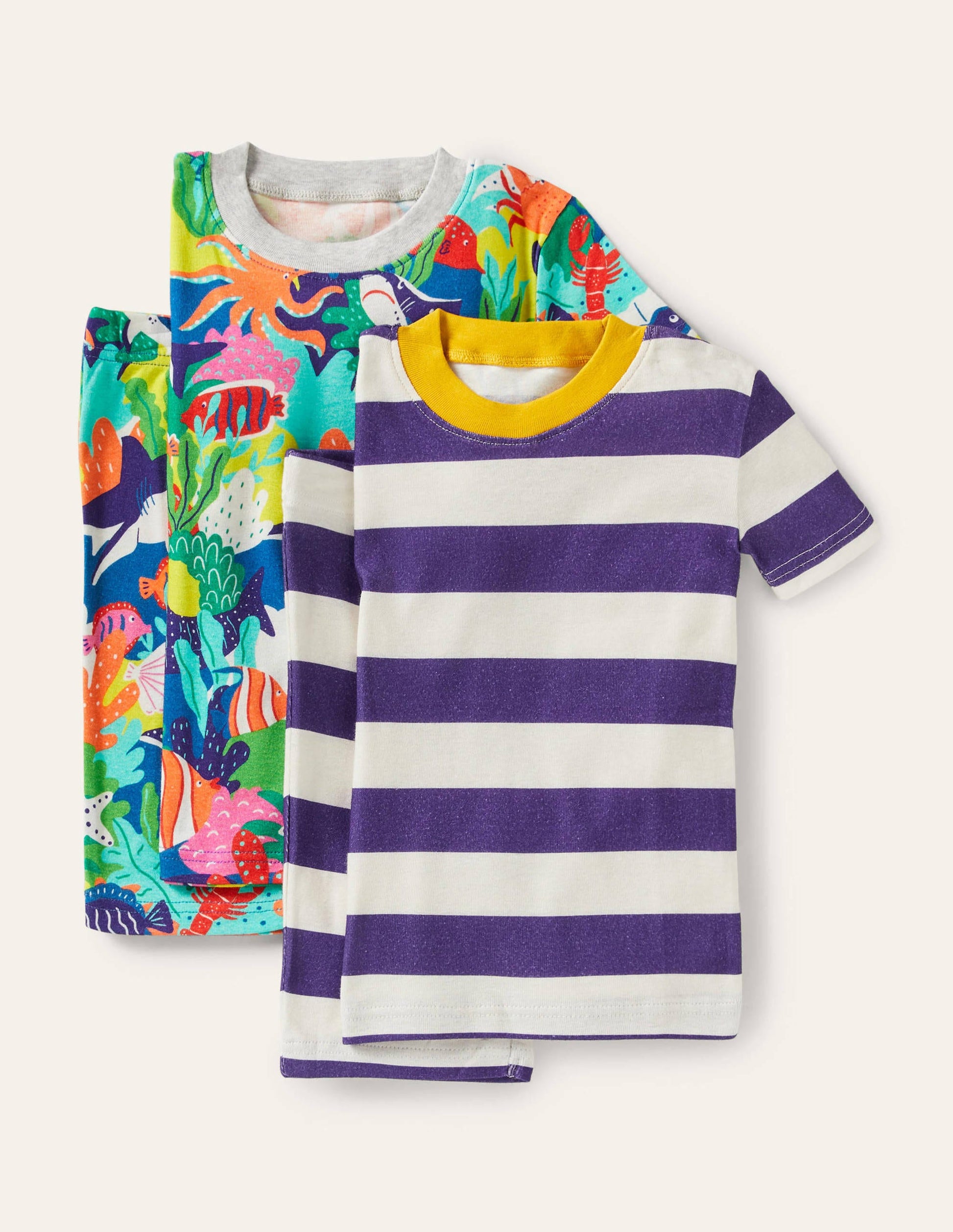 2 pyjamas courts douillets-Récif arc-en-ciel multi-1