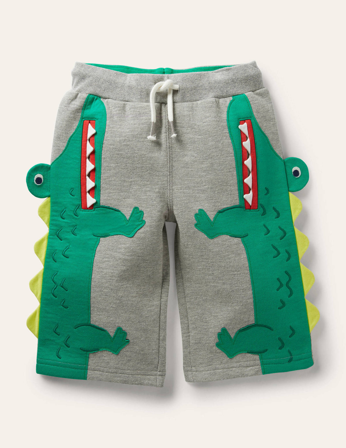 Jersey-Baggyhose mit Applikation-Grau Meliert, Krokodil - Image 1
