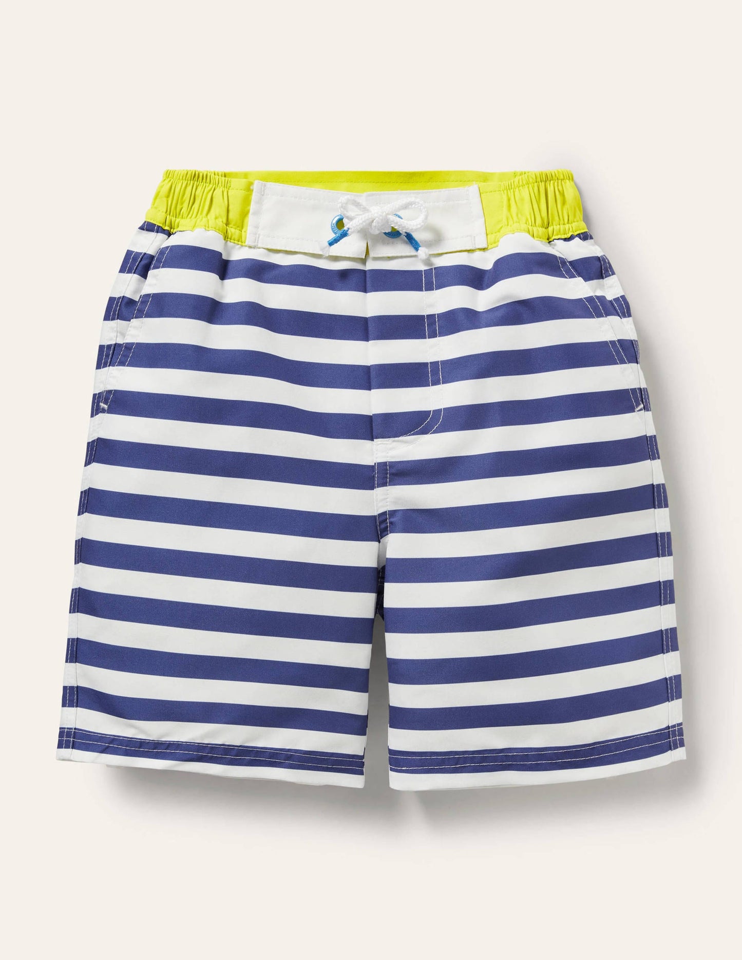 Short de bain-Rayé ivoire/bleu marine