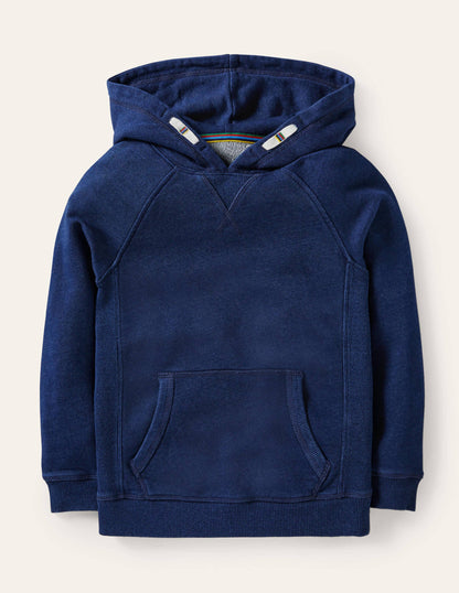 Stückgefärbter Hoodie-Indigoblau
