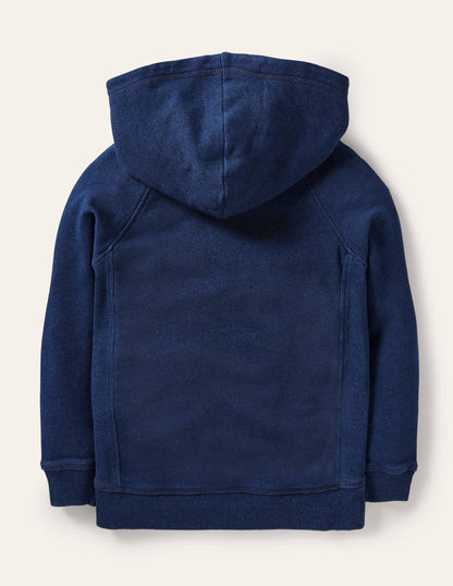 Stückgefärbter Hoodie-Indigoblau
