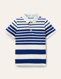 Piqué Polo Shirt-Blue Wave Graduated Stripe