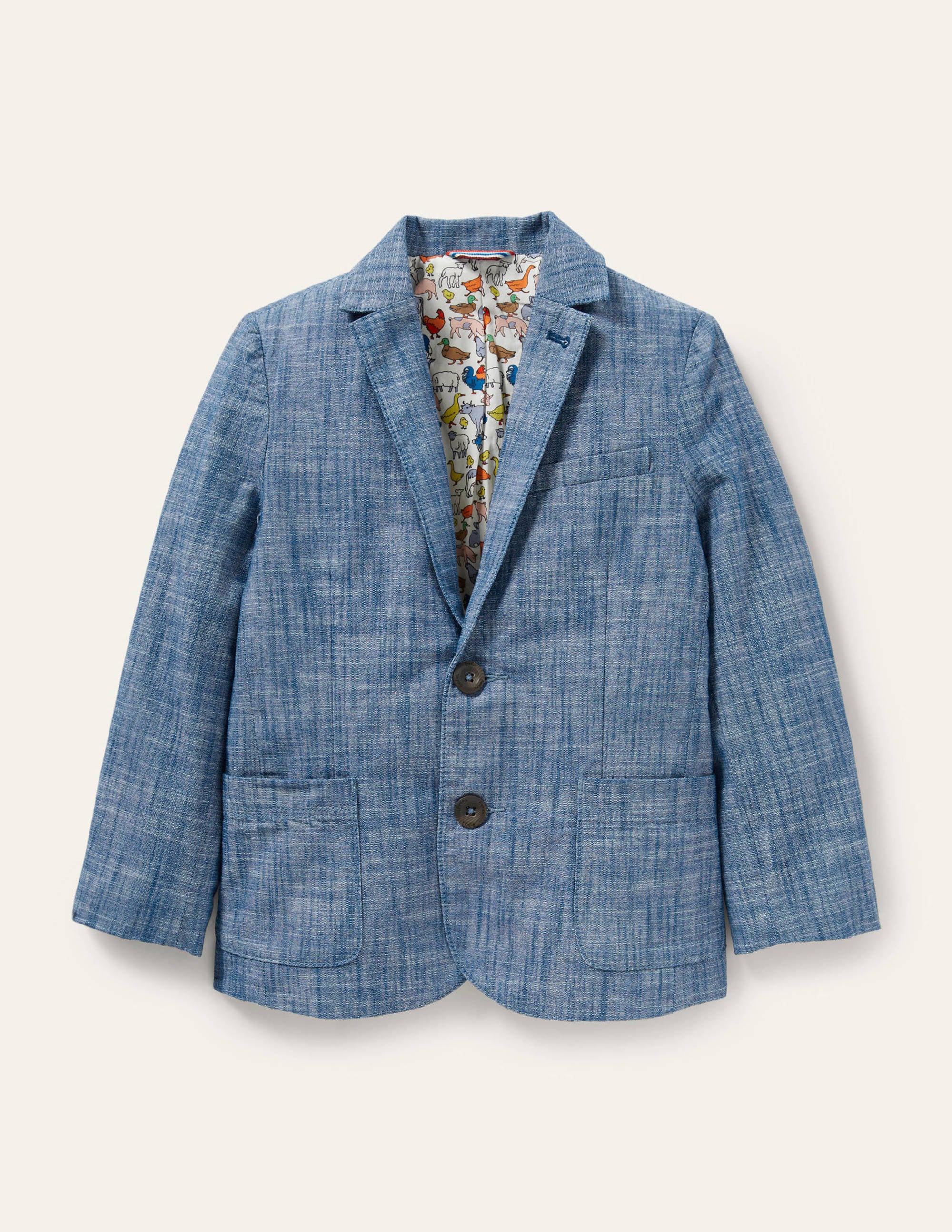 Blazer en lin-Bleu chambray - Image 1