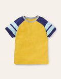 T-shirt à manches raglan colourblock-Jaune jonquille/bleu tribord