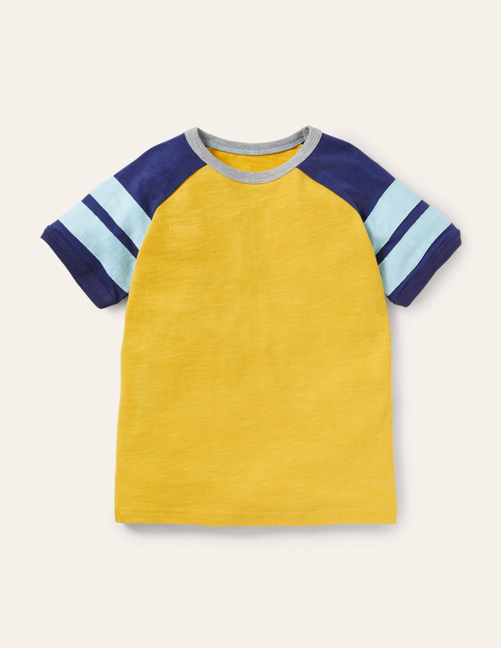 T-shirt à manches raglan colourblock-Jaune jonquille/bleu tribord-1