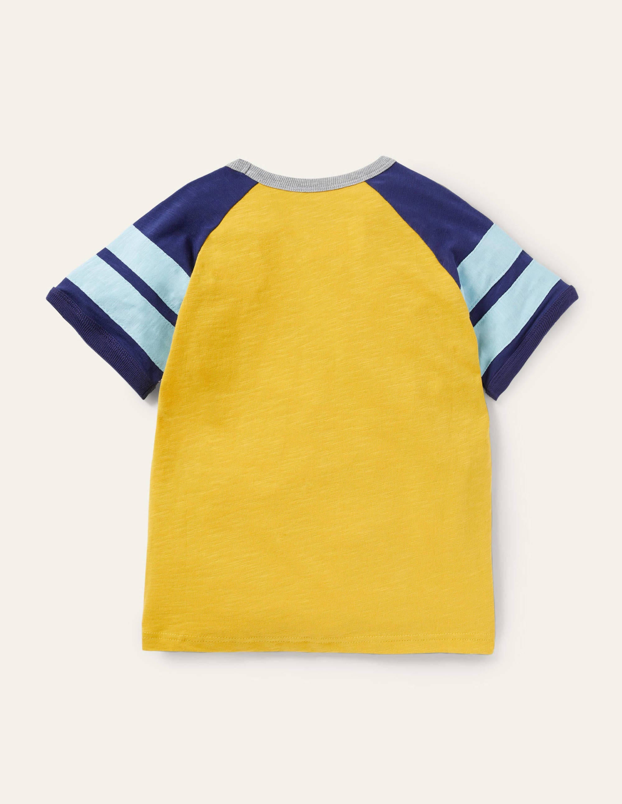 T-shirt à manches raglan colourblock-Jaune jonquille/bleu tribord - Image 2