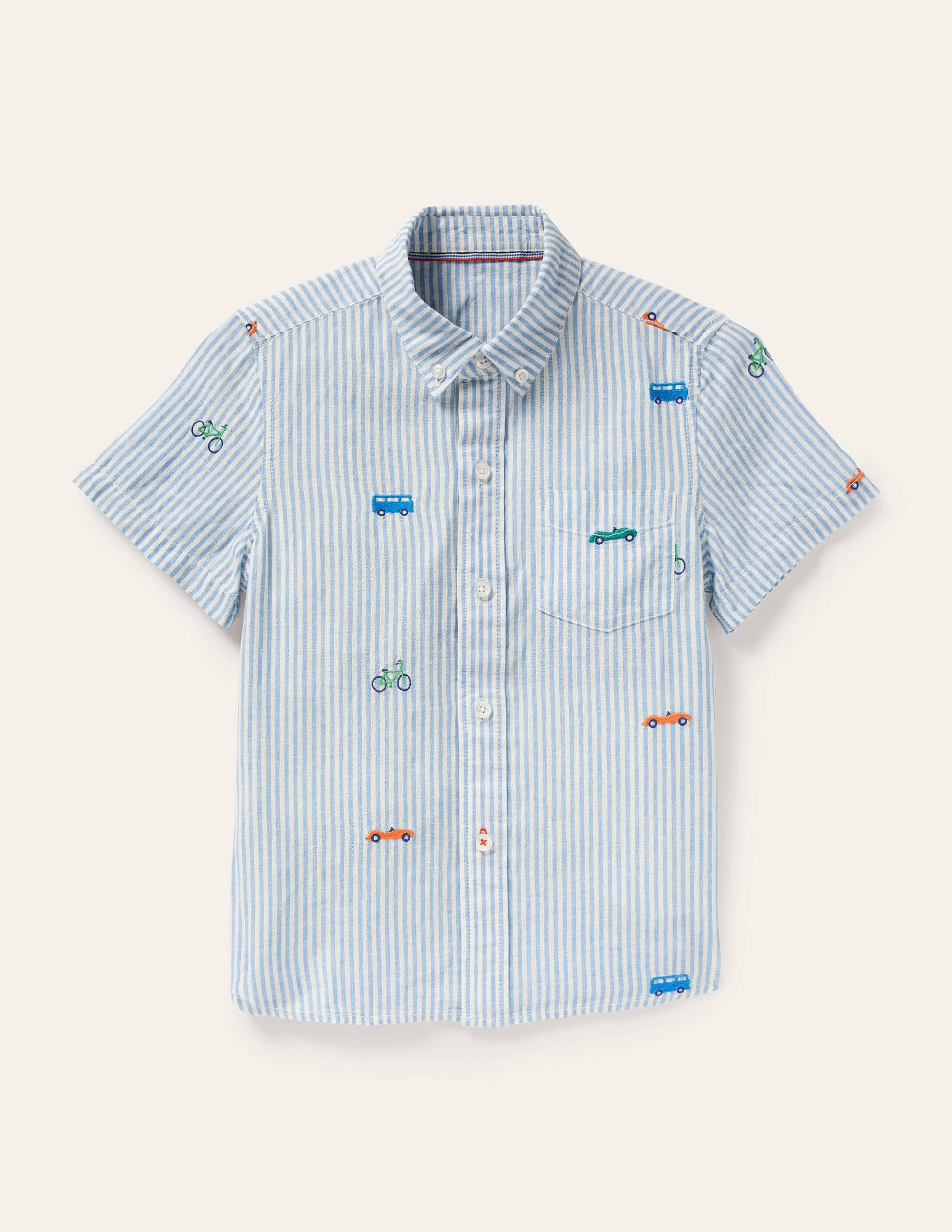 Chemise de vacances en lin et coton-Road trip coutil arc-en-ciel-1