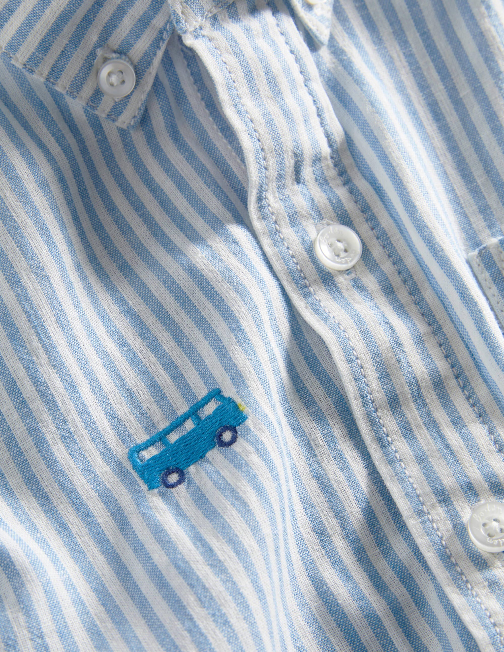 Chemise de vacances en lin et coton-Road trip coutil arc-en-ciel - Image 3