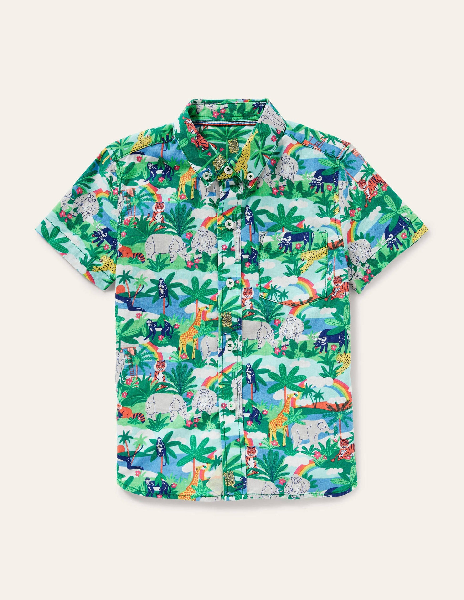 Holiday Cotton Linen Shirt-Multi Jungle Scene-1