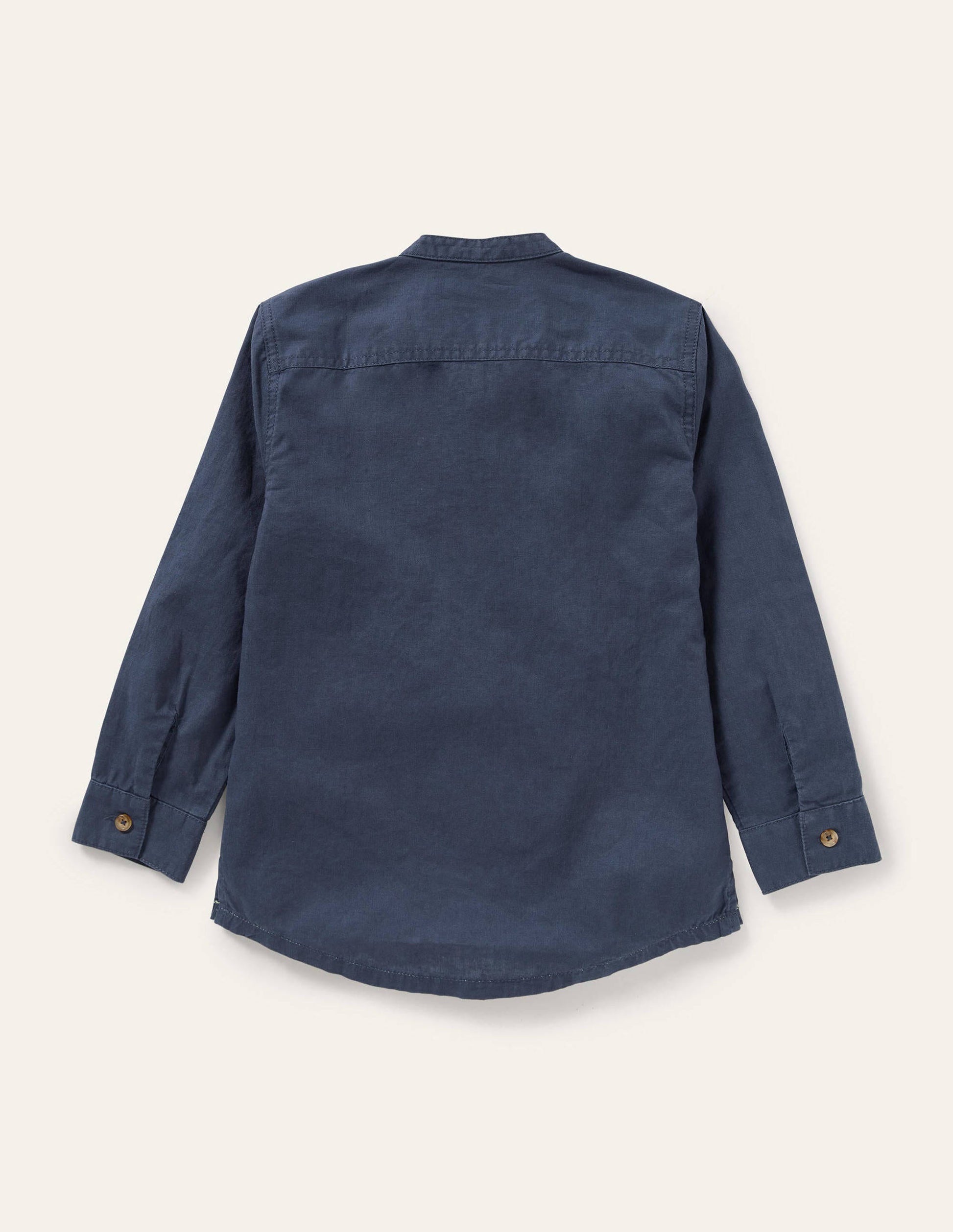 Linen Cotton Grandad Shirt-Indigo-2