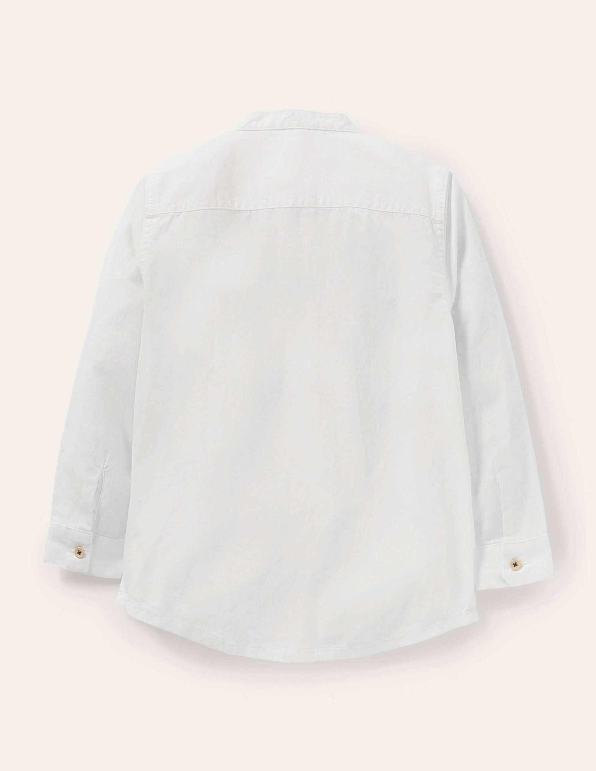 Linen Cotton Grandad Shirt-White-2