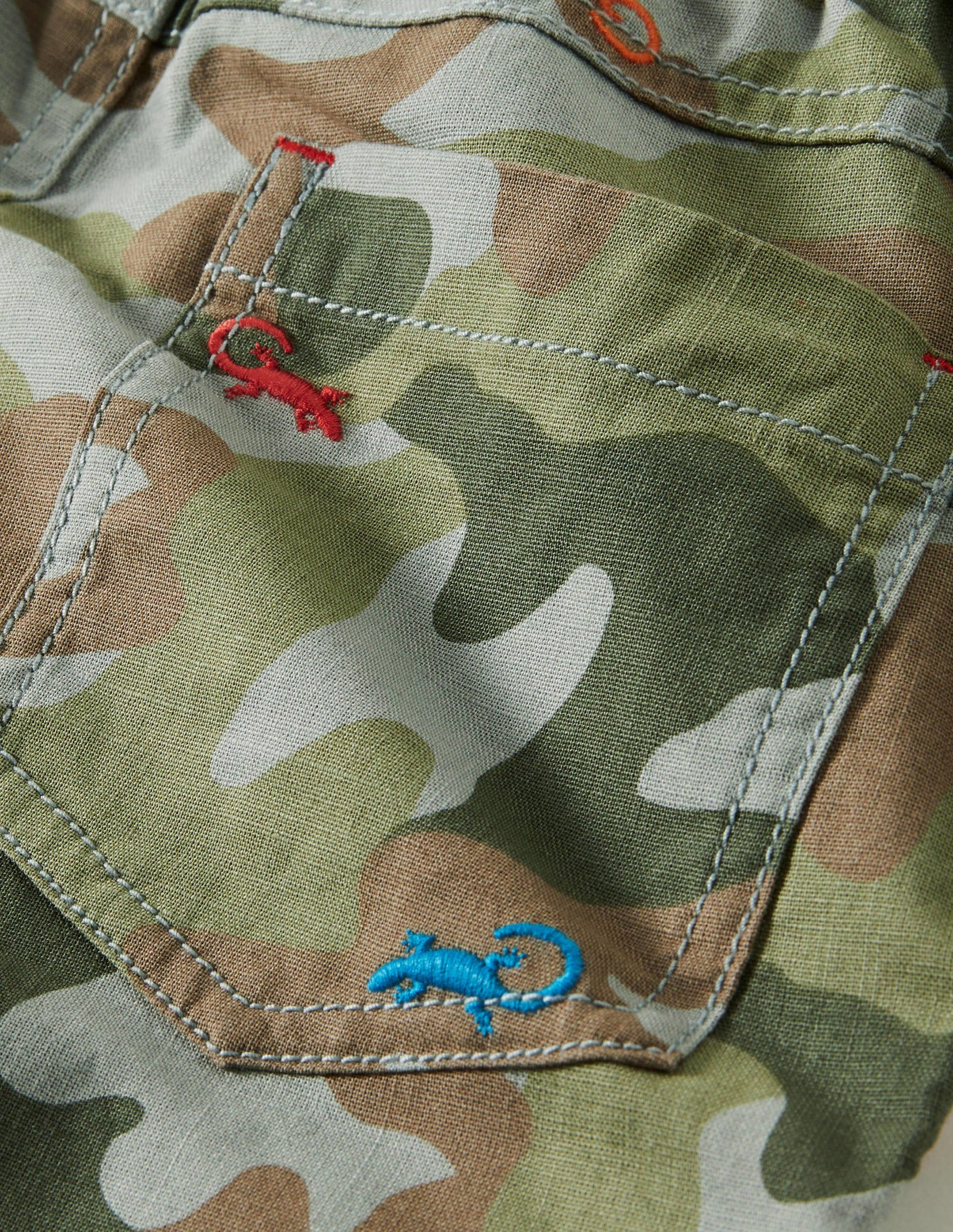 Shorts zum Hineinschlüpfen mit Kordelzug-Grün, Camouflagemuster/Eidechse-3