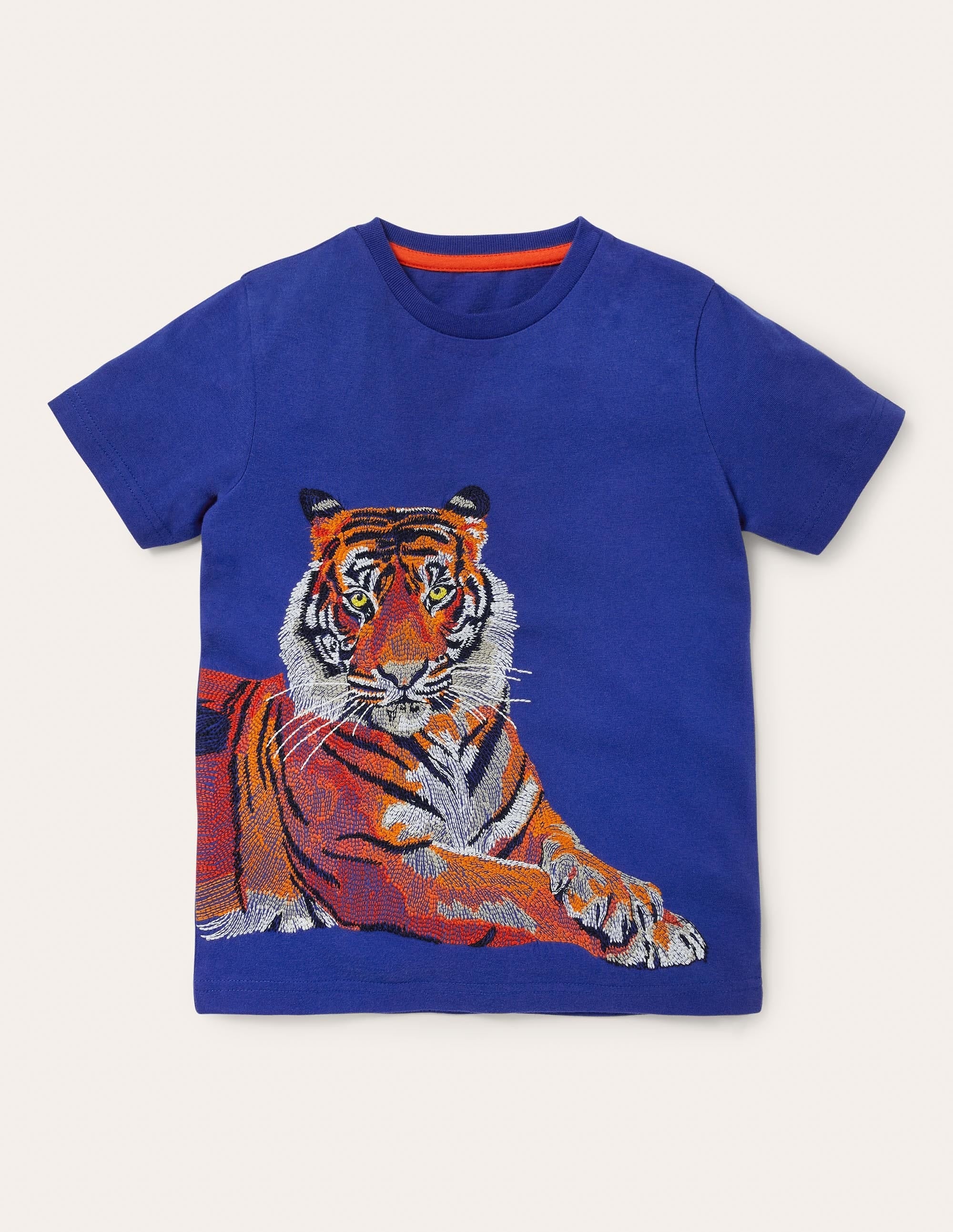 T-shirt à super surpiqûres-Tigre bleu vague - Image 1