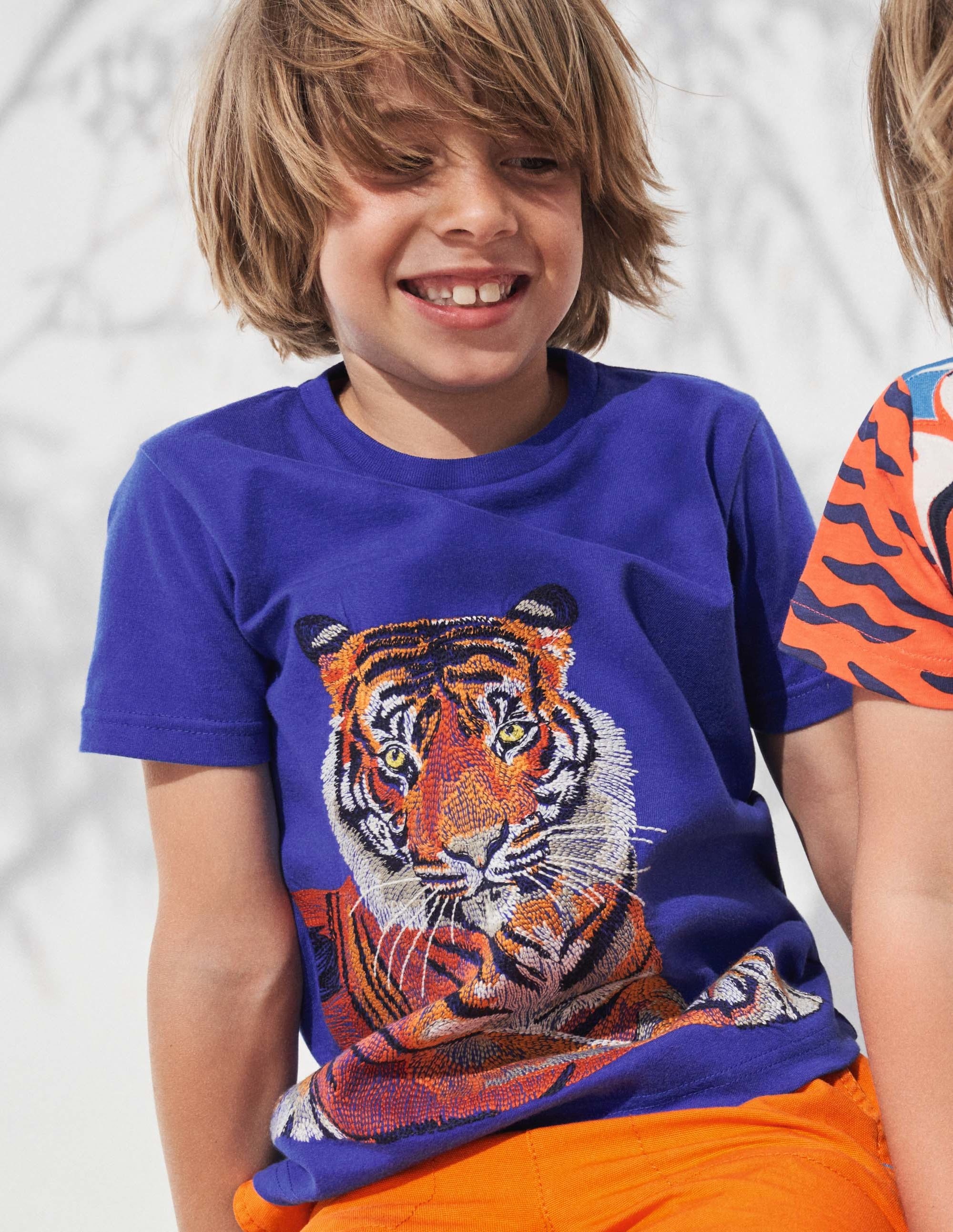 T-shirt à super surpiqûres-Tigre bleu vague - Image 4