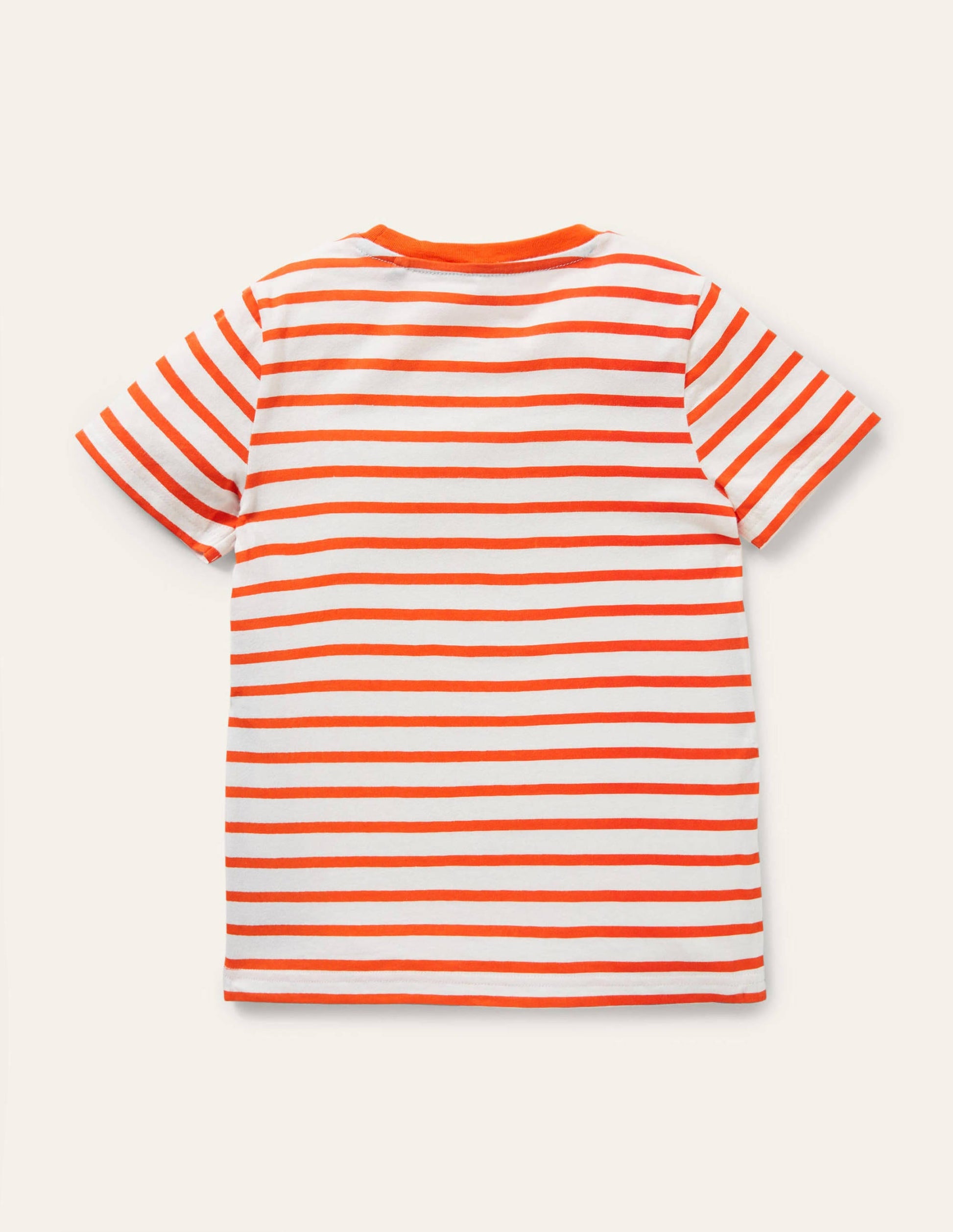 T-shirt rayé à appliqué animal-Éléphant ivoire/orange mandarine-2