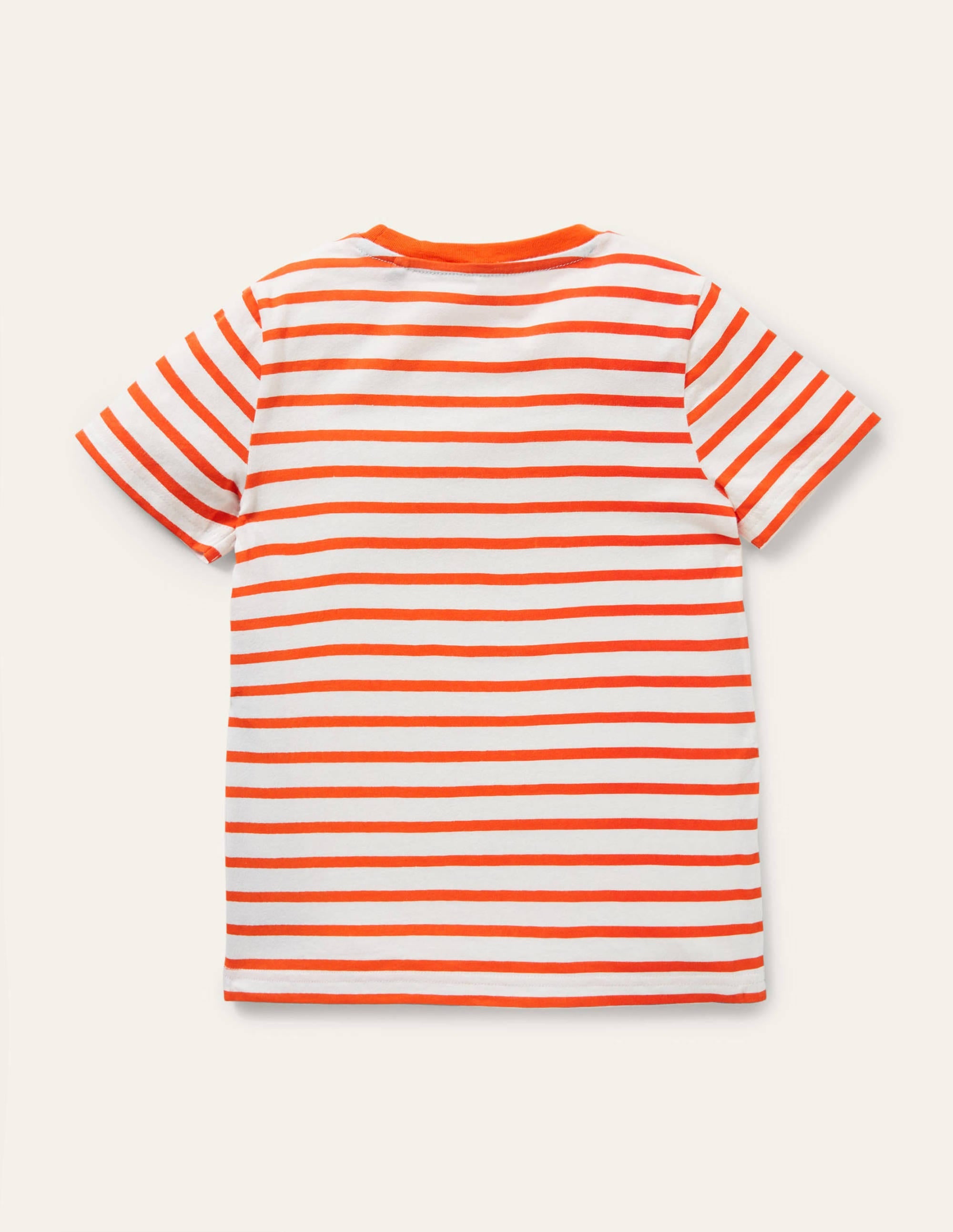 T-shirt rayé à appliqué animal-Éléphant ivoire/orange mandarine - Image 2