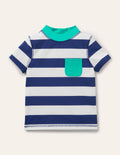 Short Sleeve Rash Vest-Blue Wave/White