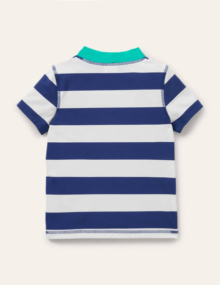 Short Sleeve Rash Vest-Blue Wave/White
