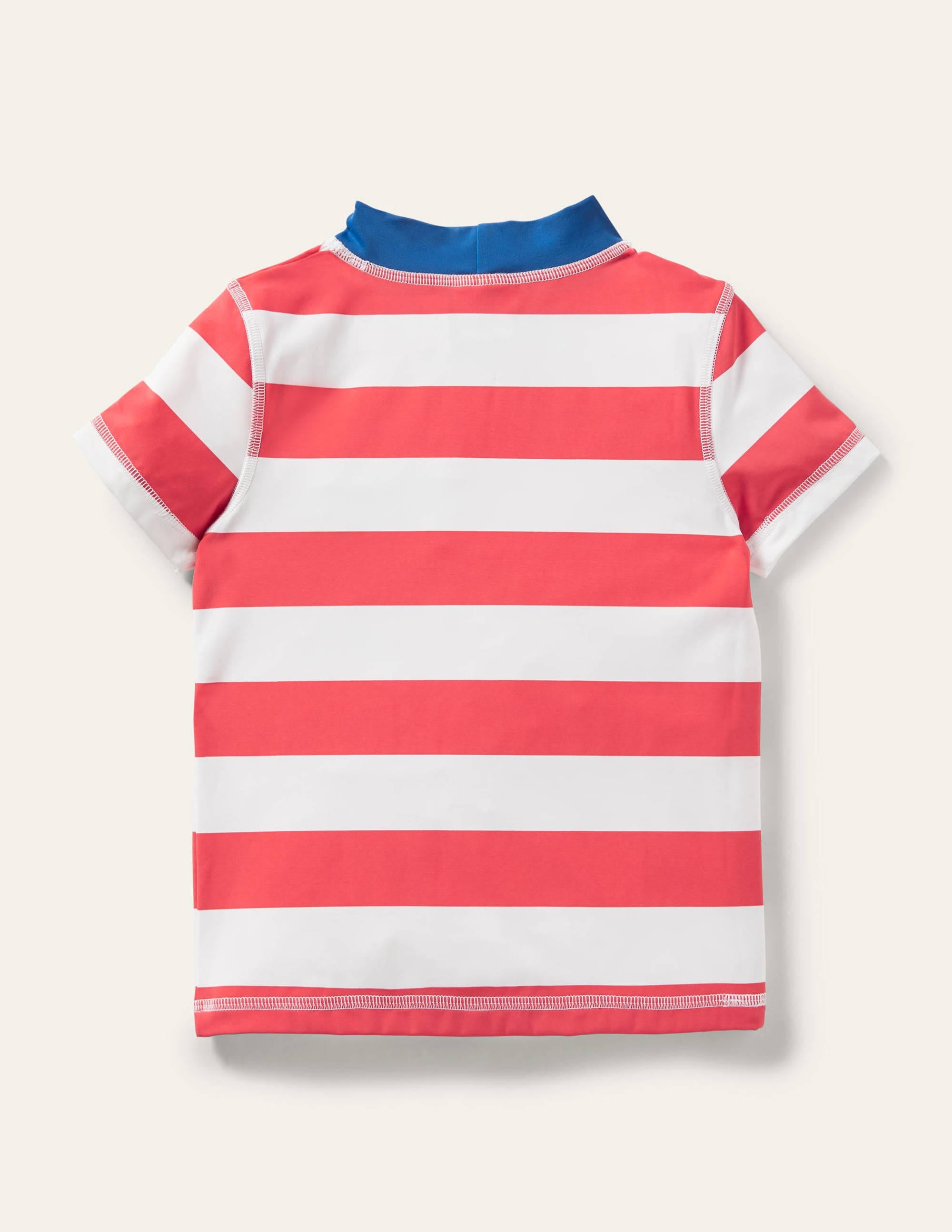 Badeshirt mit kurzen Ärmeln-Marmeladenrot/Naturweiß, Gestreift - Image 2
