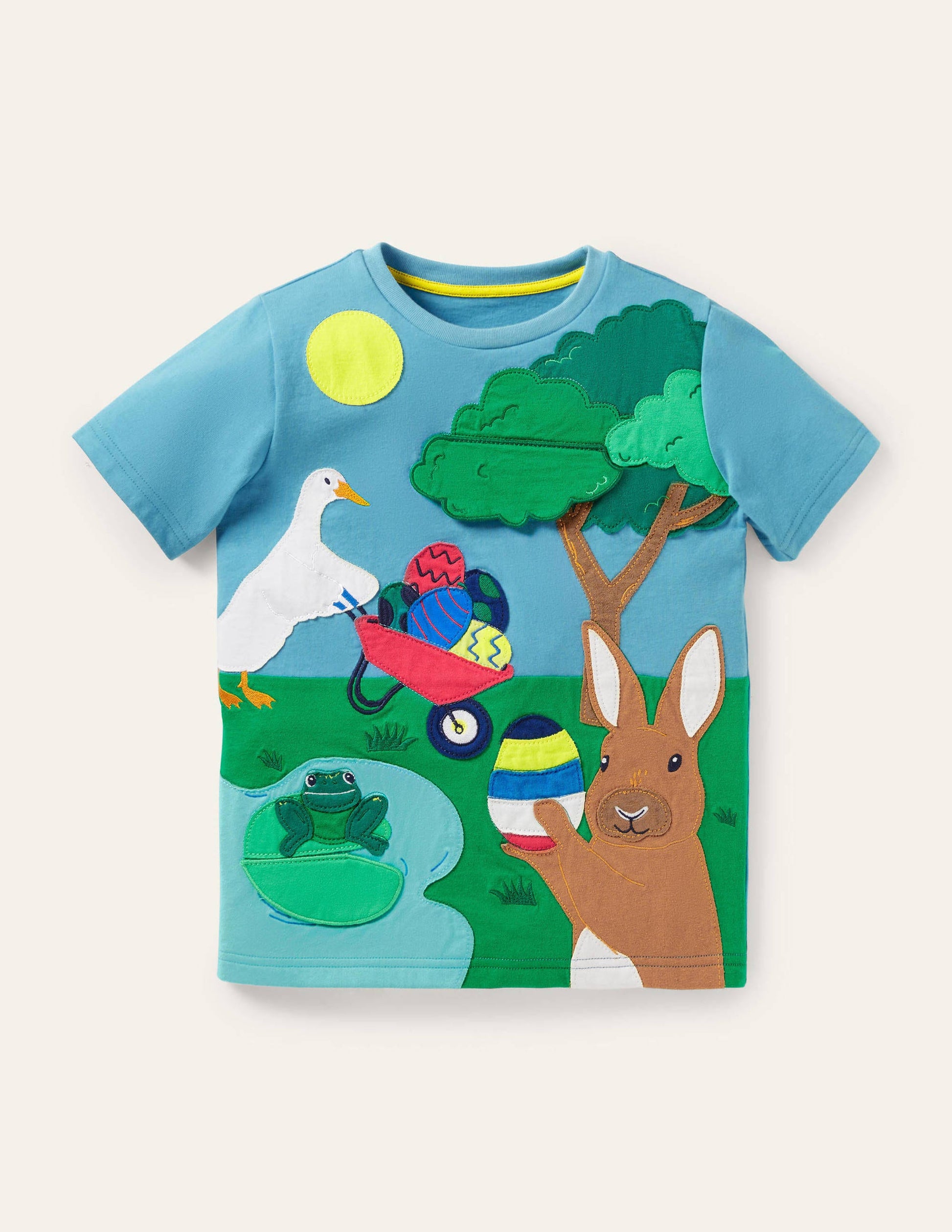 T-shirt chasse aux œufs avec rabats à soulever-Lapin bleu surf-1